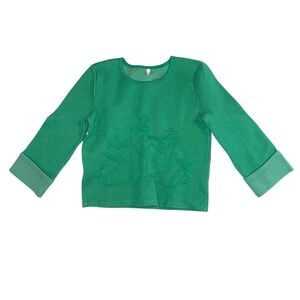 MOTH Embroidered Floral Knit Crew Neck Long Sleeve Top Sz Medium